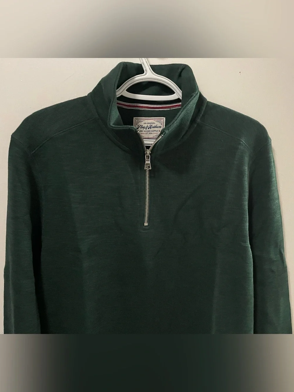 Flag & Anthem Men’s Dark Green Quarter Zip-Up Mock Neck Sweater Size Medium M
